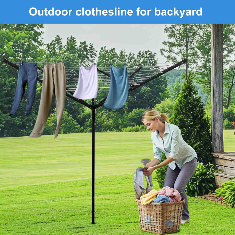 Outdoor Umbrella Drying Rack, 12 Lines 165ft Umbrella Clothesline Drying Spac...