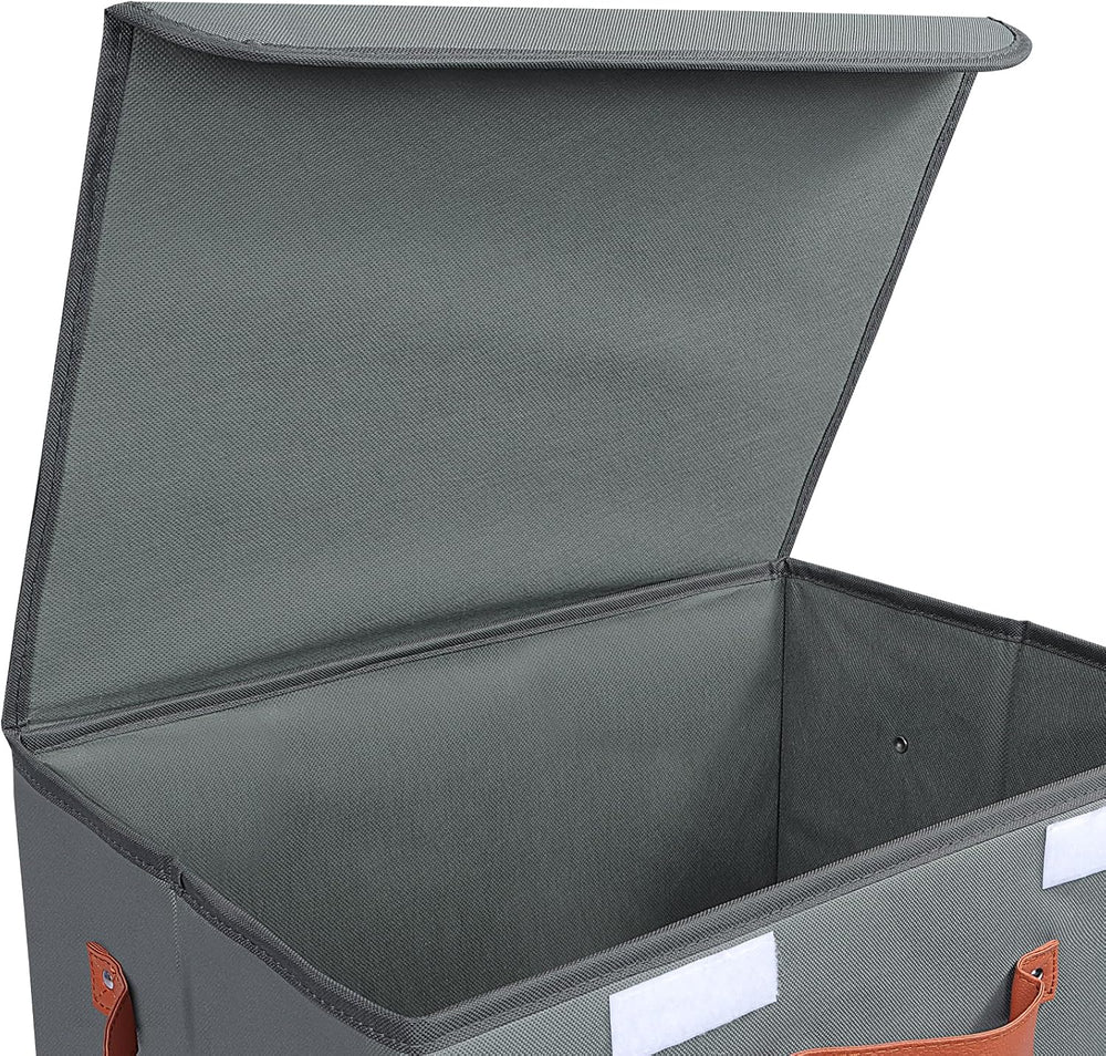 Univivi Fabric Storage Cubes with Lids, Stackable Storage Box, Grey, 3 PCS