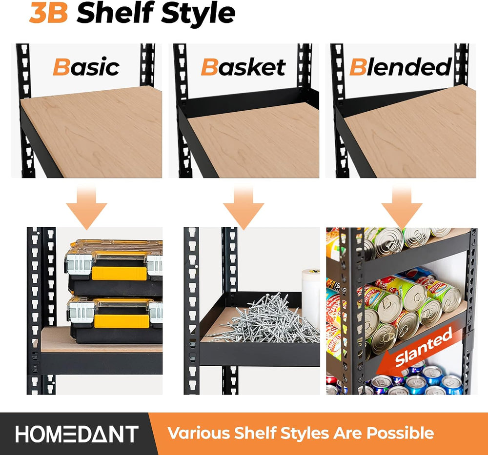 HOMEDANT 35.9" W 5 Tier Heavy Duty Garage Shelving Adjustable Metal Rack...