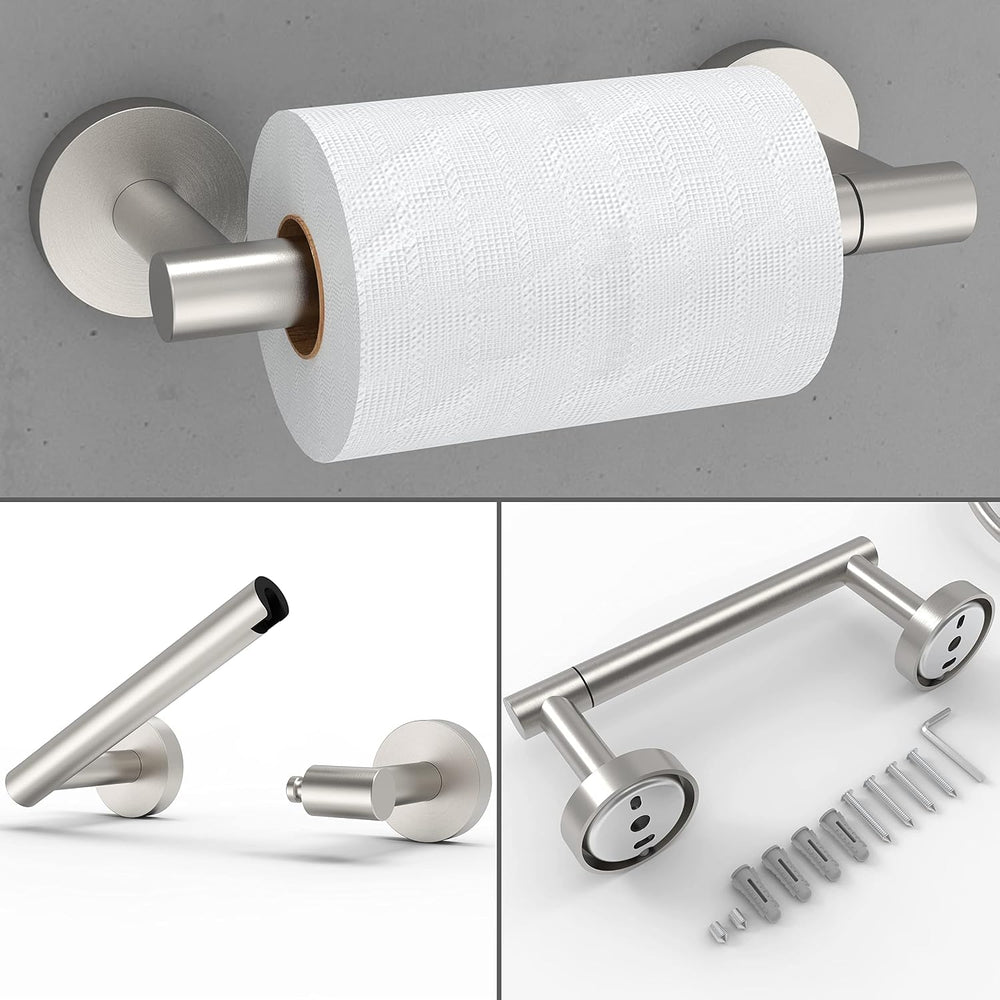 Brushed Toilet Paper Holder & Towel Ring SUS304 Stainless Steel 2pc Bathr...