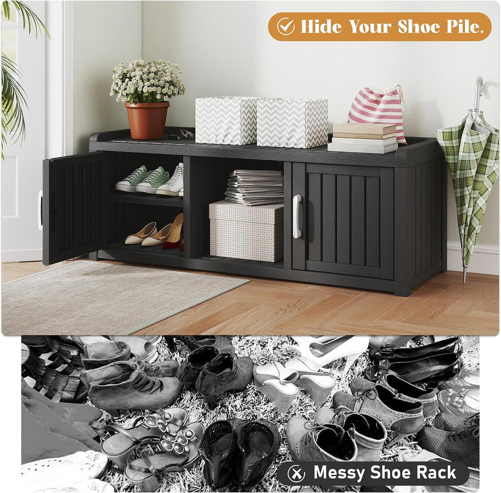 KAMABOKO Shoe Storage Cabinet Waterproof UV-Resistant, Entryway Storage Bench...