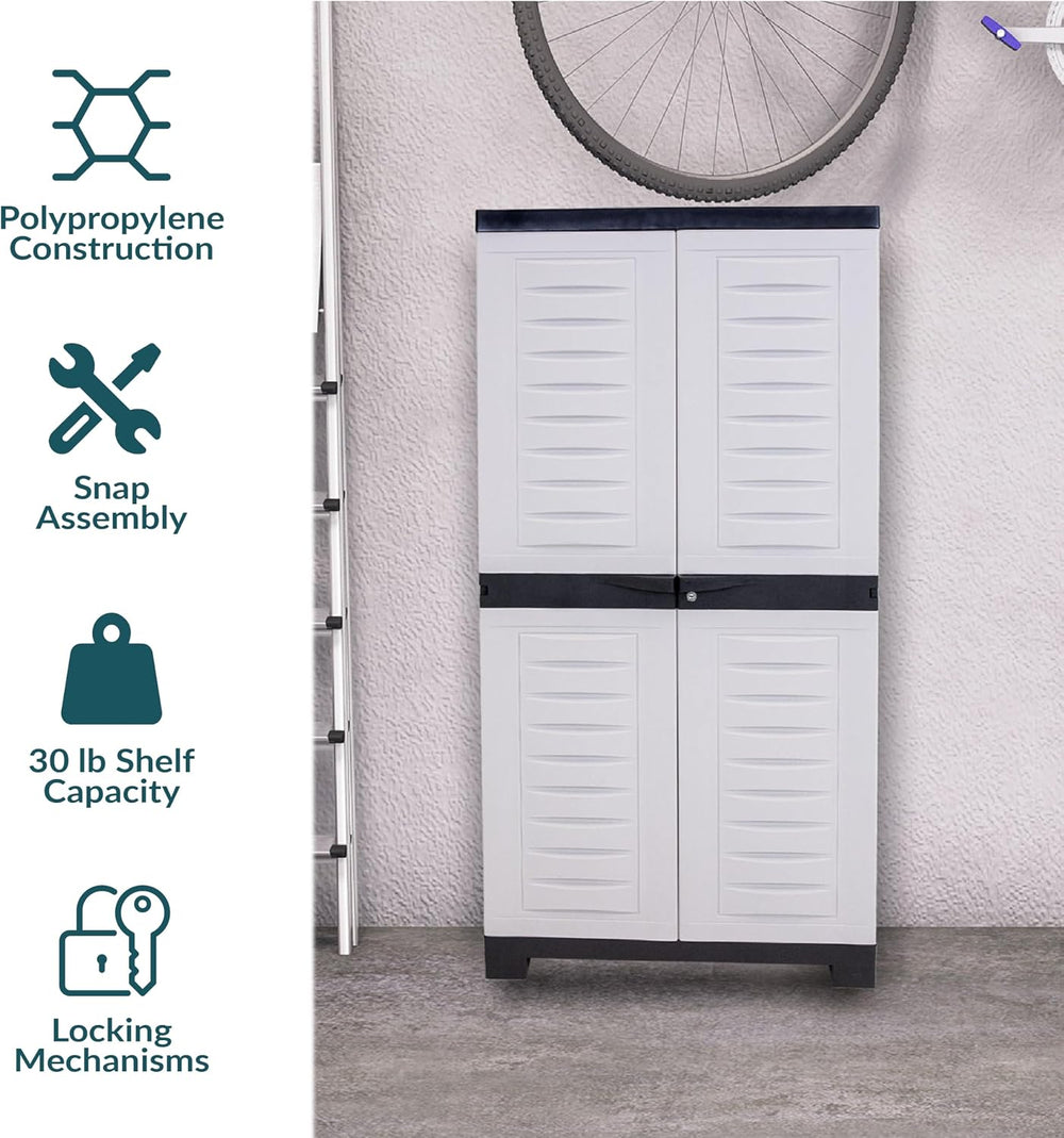 Sunnydaze 48" Garage Storage Cabinet with Locking Doors & Shelves, Gray