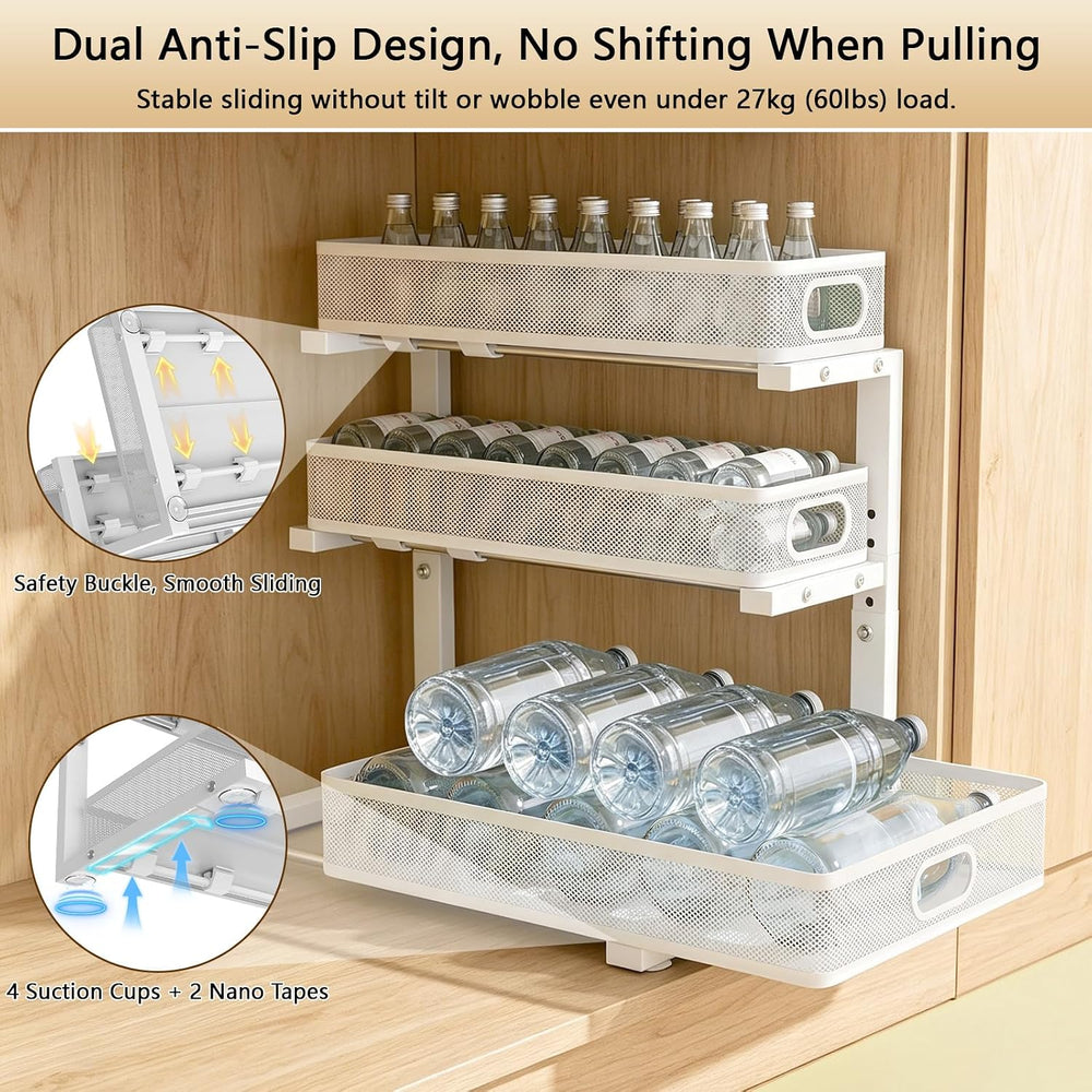 Under Sink Organizer, 2-Pack 3-tier Under Sink Storage Organizer Adjustable H...