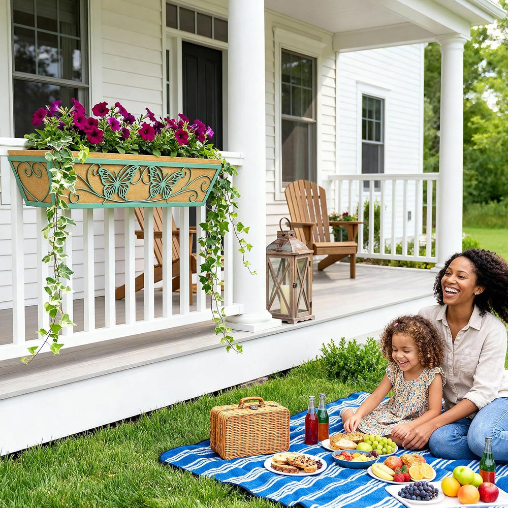 6 Pack 24 Inch Window Boxes Planter for Outdoor Plants Deck Railing Planters ...