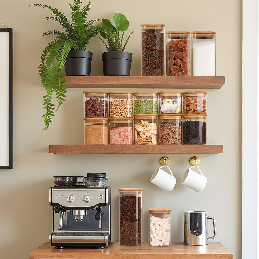 ComSaf Glass Storage Containers with Lids 1.2 Qt, Set of 6 Food Storage Jar