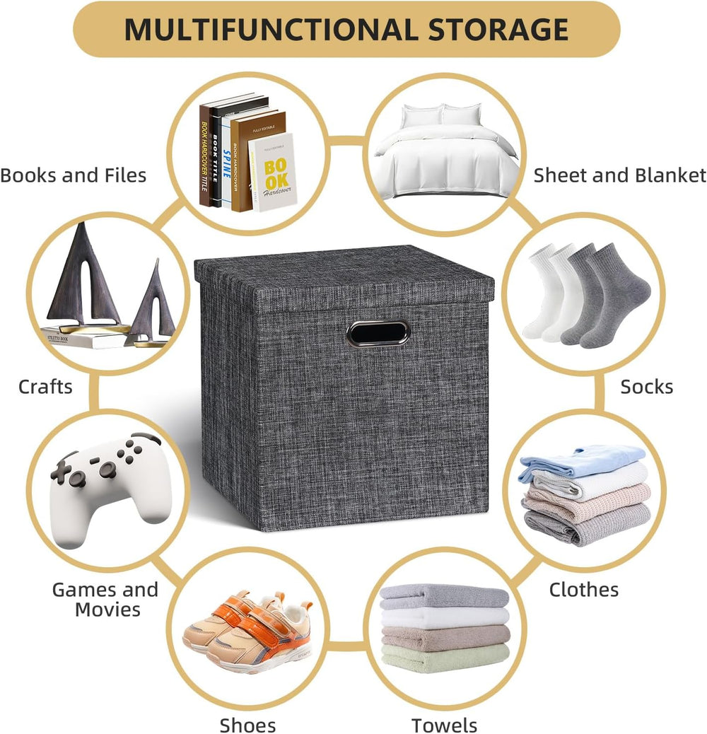 Posprica Storage Bins with Lids,13×13×13 Foldable Storage Cube Baskets Boxes ...