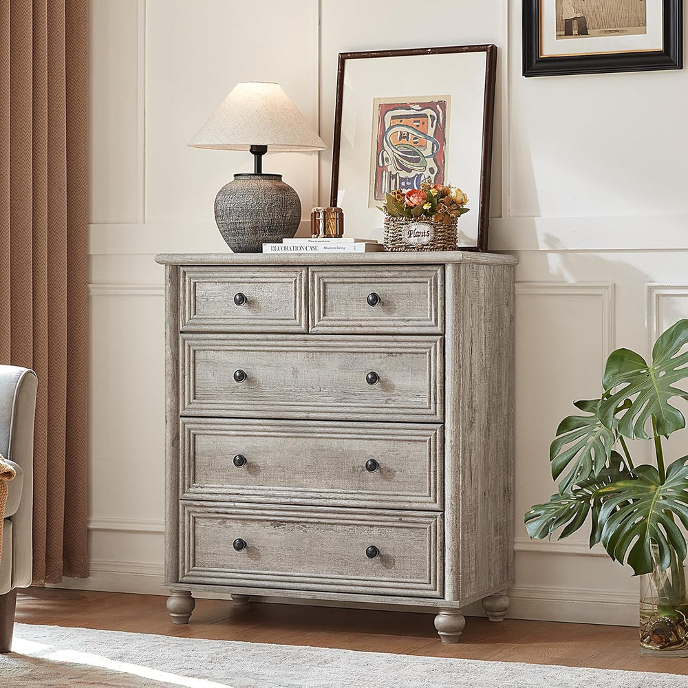 RWYHG Farmhouse 5 Drawer Dresser for Bedroom, 35.5" Small Dressers