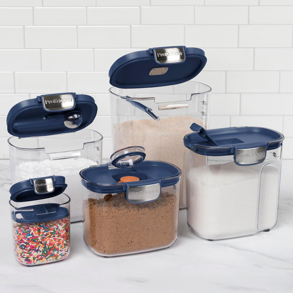 ProKeeper+ Airtight Food Storage Container Set – Clear Plastic Flour and Suga...