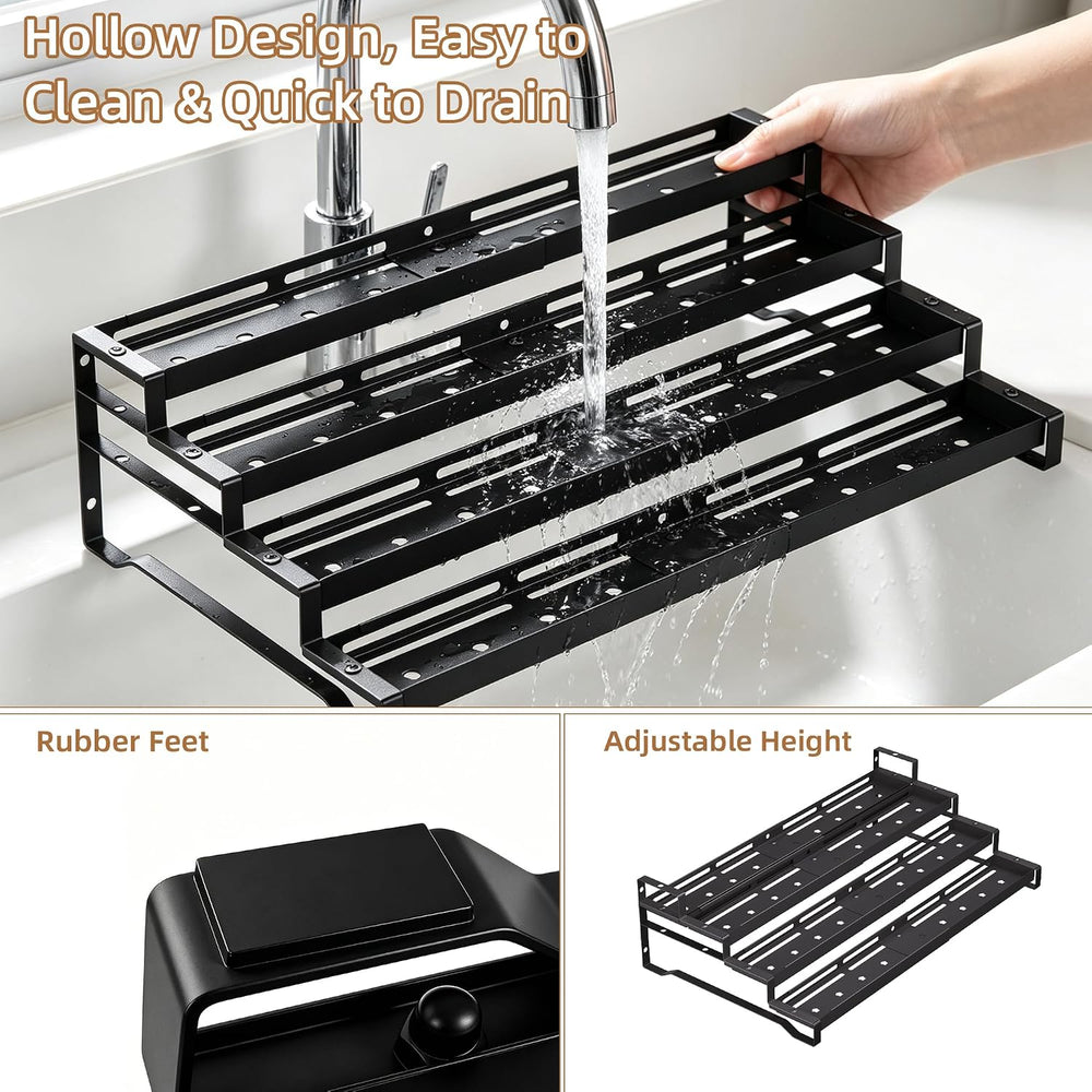 Expandable Spice Rack Organizer for Cabinet 4 Tier Spicy Shelf Black 1Pack
