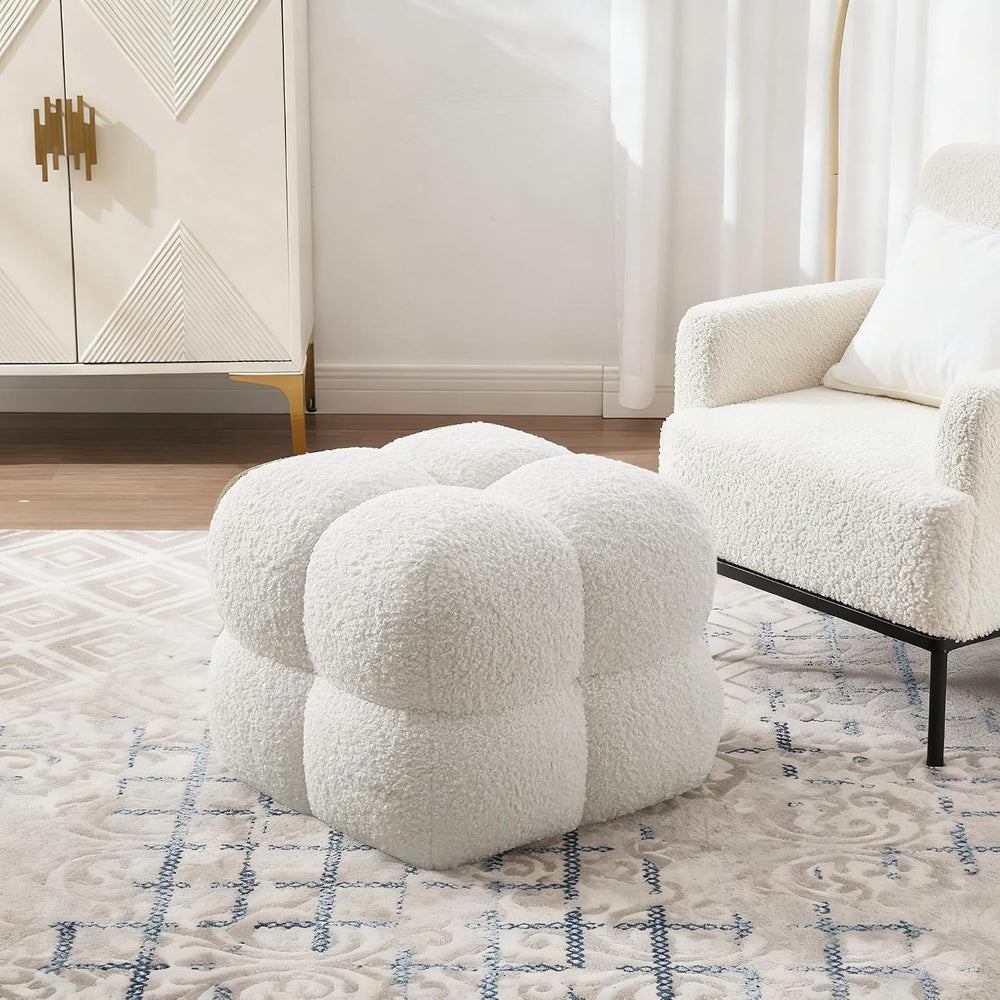 Zesthouse Square Pouf Ottomans Set of 2, Modern Vanity Chair for Bedroom