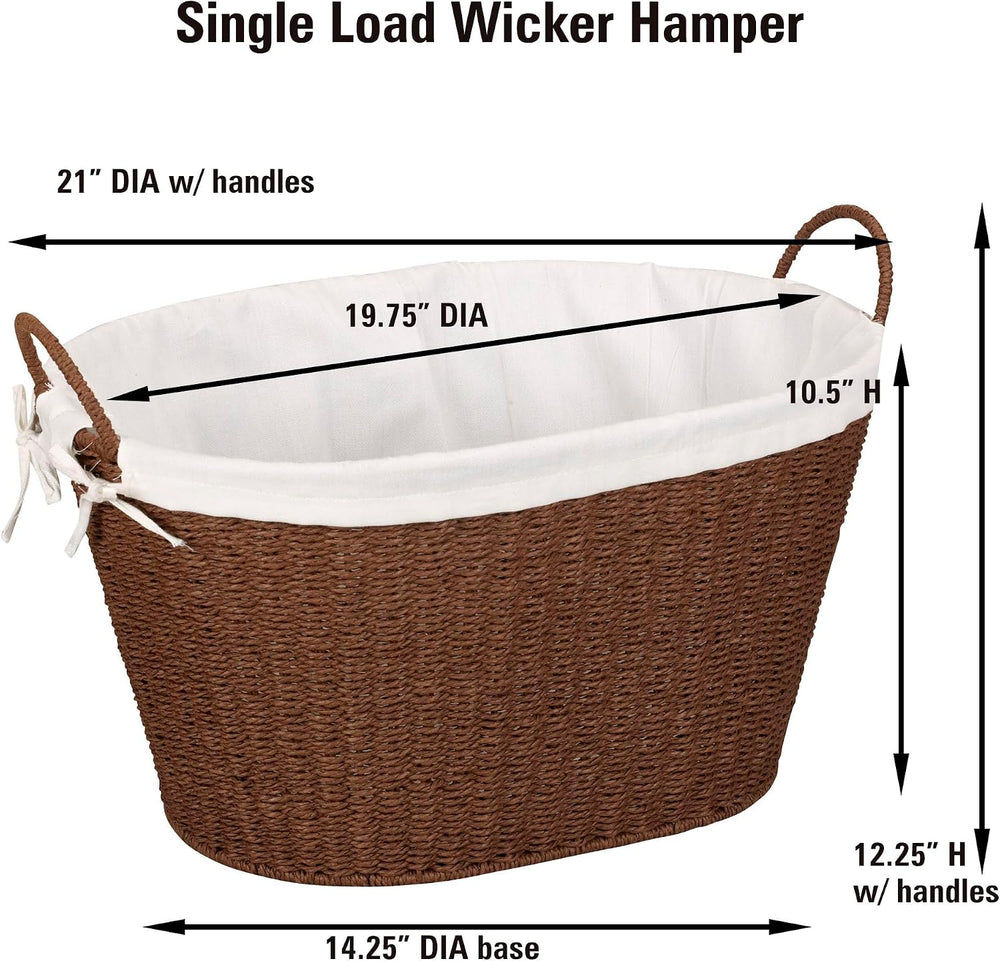 Household Essentials Paper Rope Woven Oval Laundry Basket, Brown