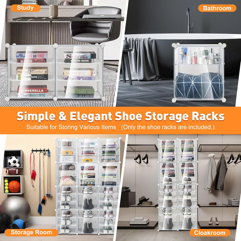 Shoe Organizer, 12 Cube 36 Tiers 72Pairs Plastic Freestanding Shoe Organizer,...