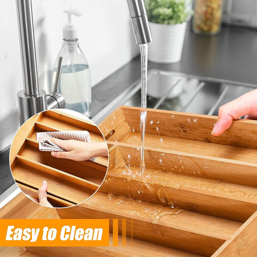 Kitchen Silverware Drawer Organizer and Storage Flatware Cutlery Utensil Hold...