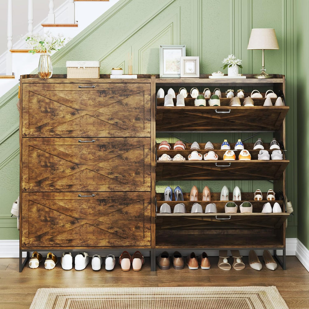 HUAHUU Shoe Cabinet with 3 Flip Drawers, Freestanding Shoe Storage Cabinet fo...
