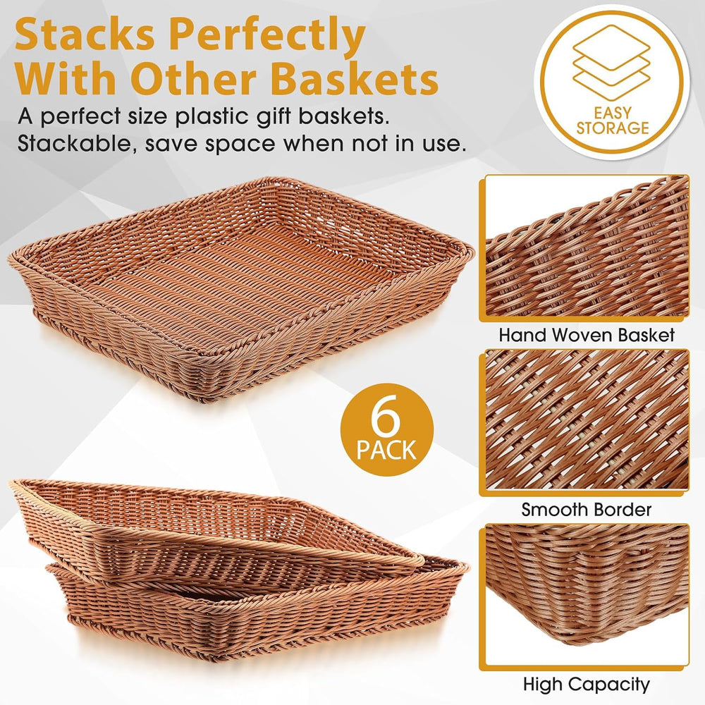 Eccliy 6 Pack Wicker Bread Baskets Woven Serving Basket, 19 Inch