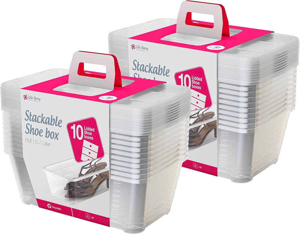 Life Story 20 Pack Plastic Storage Boxes, Stackable Organizer Tote Containers...
