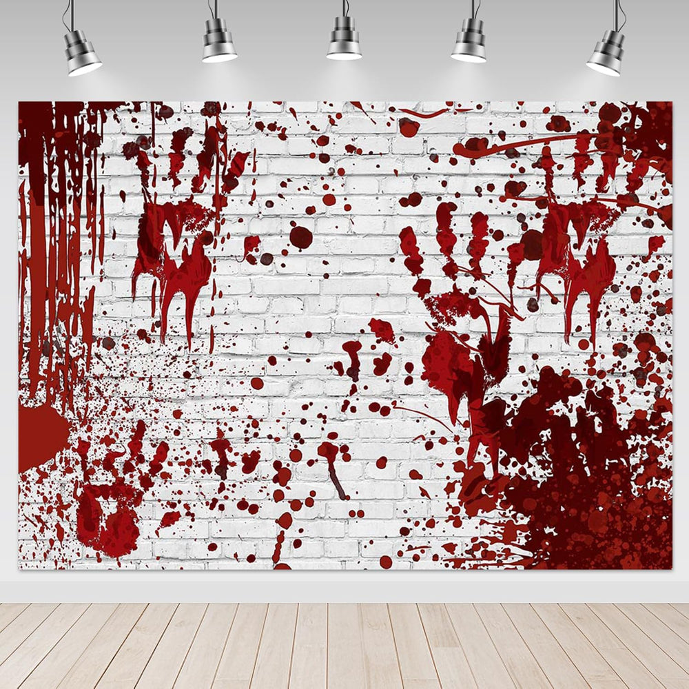 Mocsicka 10x8ft Halloween Backdrop Bloody Horror Scary Handprint Bloodstain S...