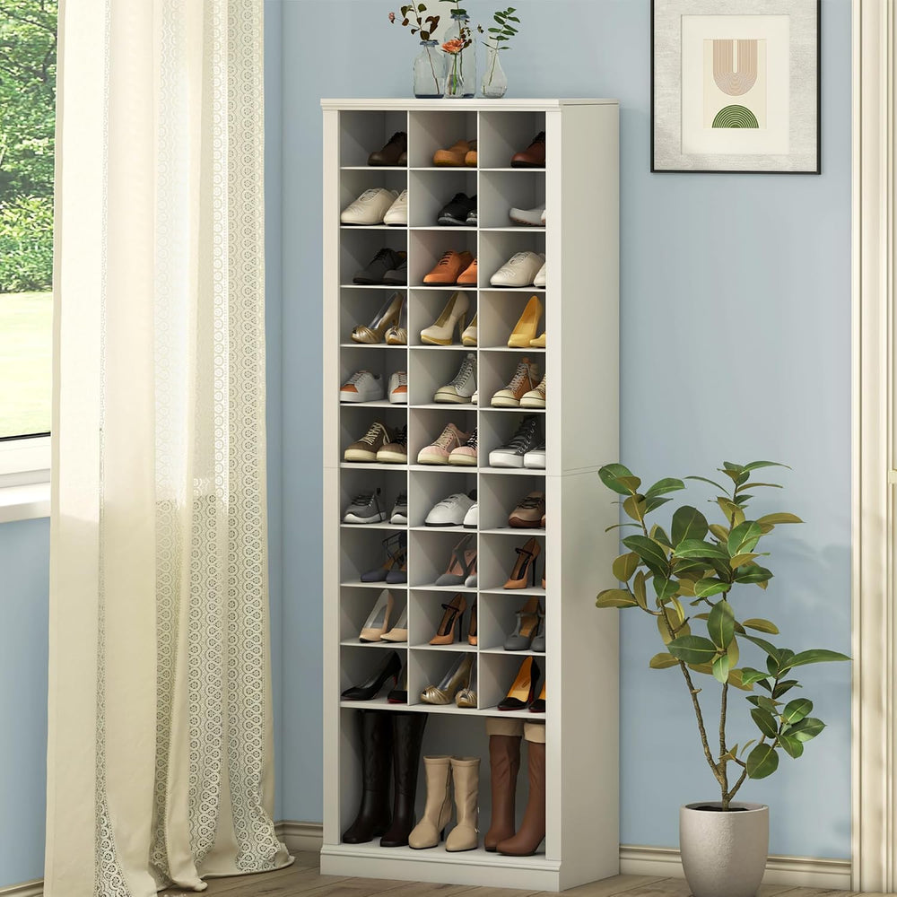 Hzuaneri 11 Tiers Shoe Storage Cabinet, Tall Shoes Cabinet with Cubby