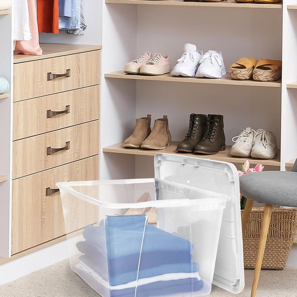HOMZ Snaplock, Large Clear Plastic Storage Organizer Bins w/Lids, 2 Pack