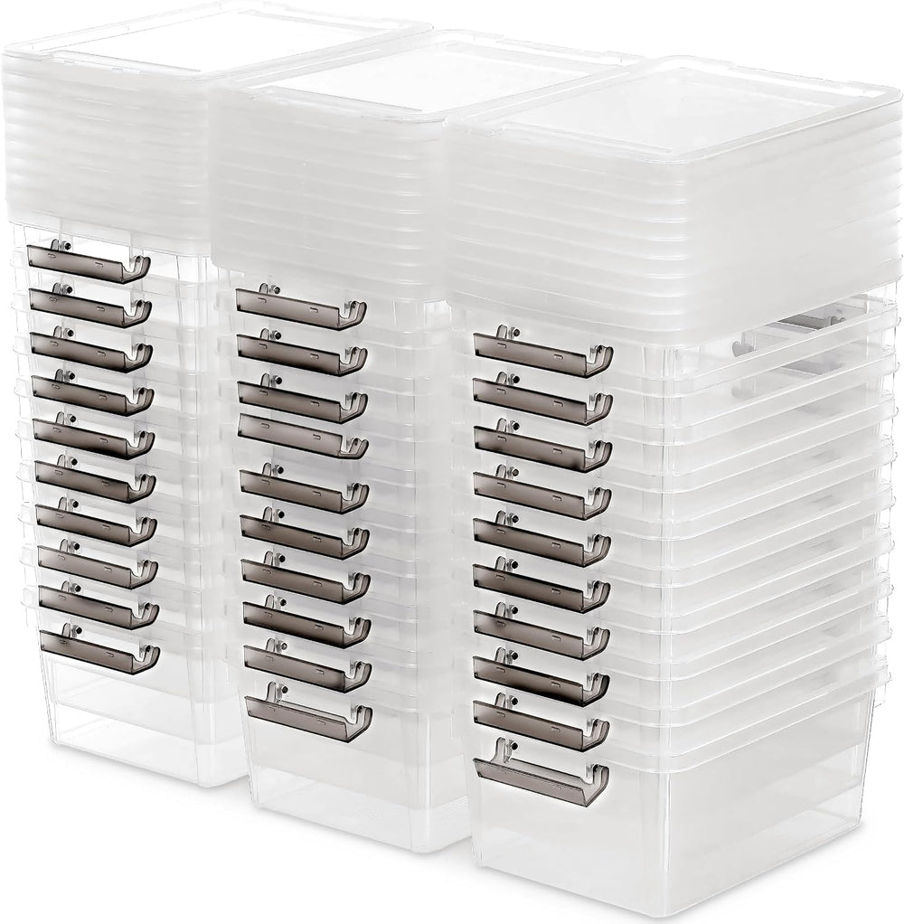 Citylife 30Packs 1.3Qt Small Storage Bins with Lids,Stackable Clear