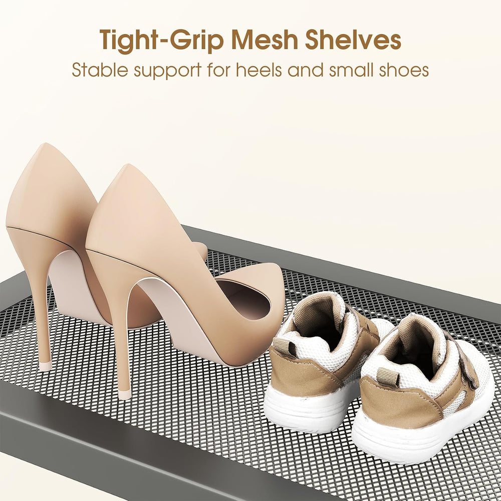 SAYZH 2-Tier Expandable Shoe Rack for Closet, Adjustable Metal Shoe Organizer...