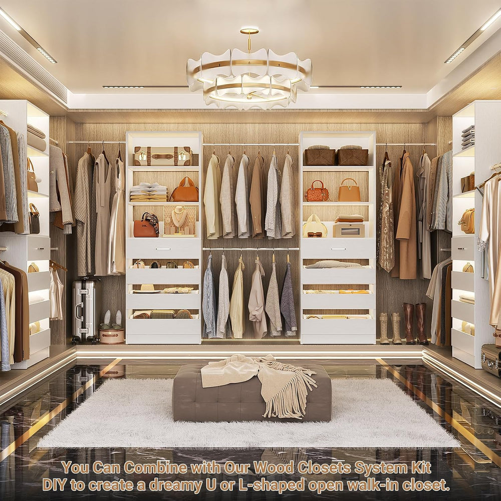 Aheaplus Closet System with 8 Drawers, 6-15Ft Custom Wood Closet Organizer