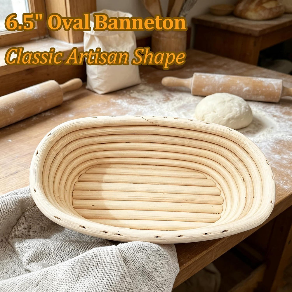 6 Pack 6.5 Inch Oval Bread Proofing Basket,Banneton Basket Bread Baking Bowl ...