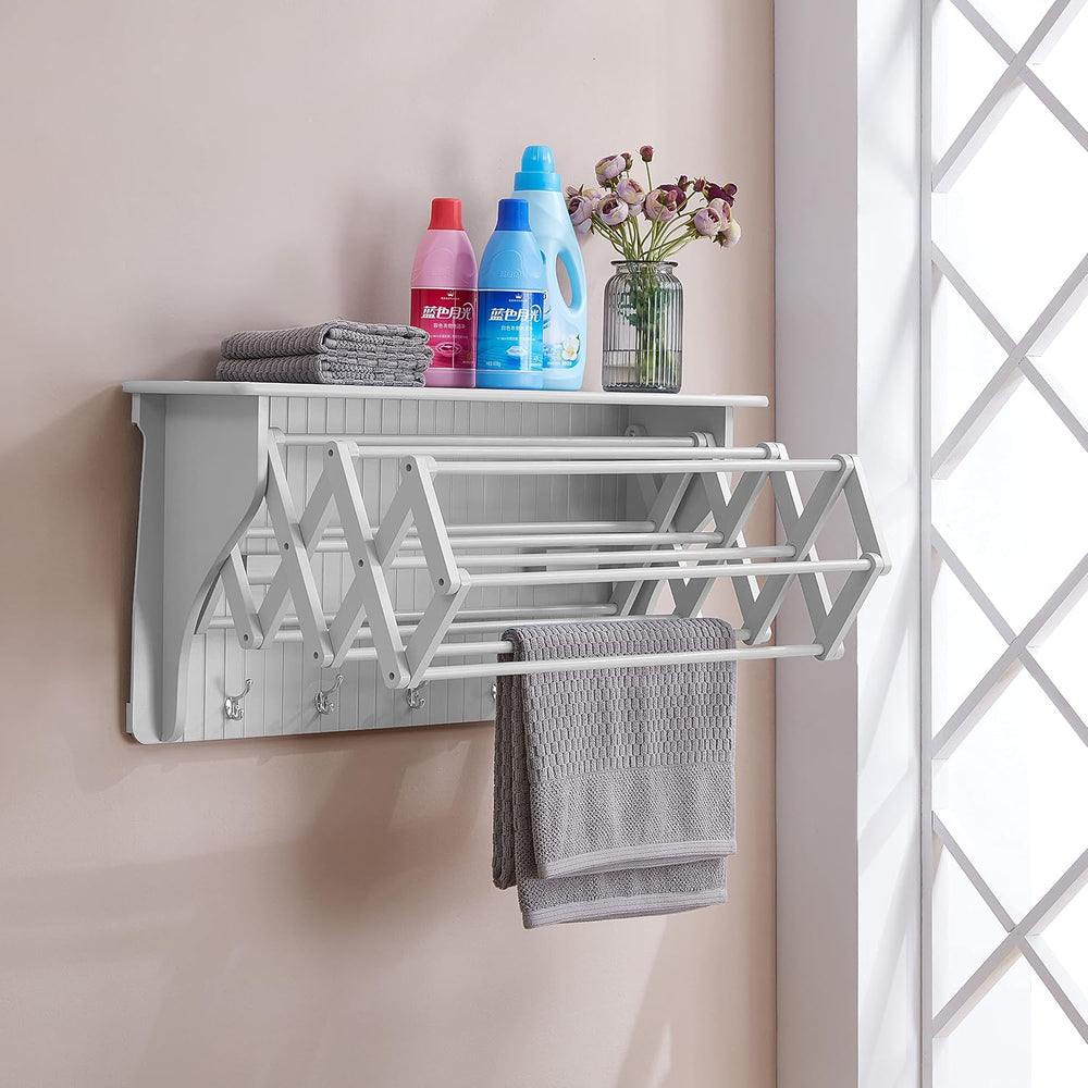 Danya B Accordion Clothes Drying Rack, Retractable, Wall Mounted Towel Rack a...