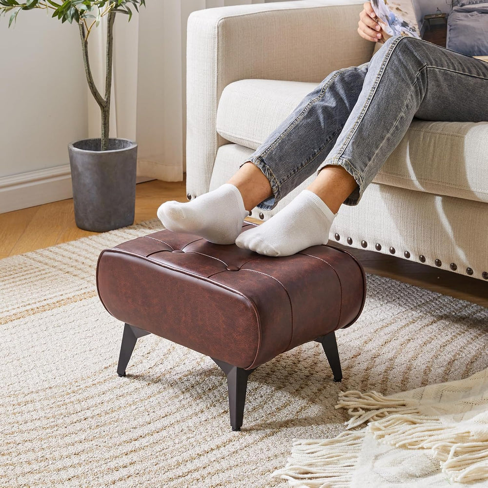 YMYNY Ottoman, Foot Stool with Metal Legs, Faux Leather Stool, Pouf Couch Sto...