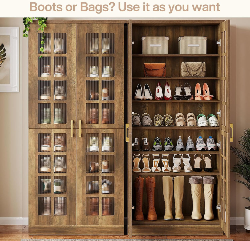 Tribesigns Tall Shoe Cabinet with Doors, 8-Tier Shoe Storage with Adjustable ...