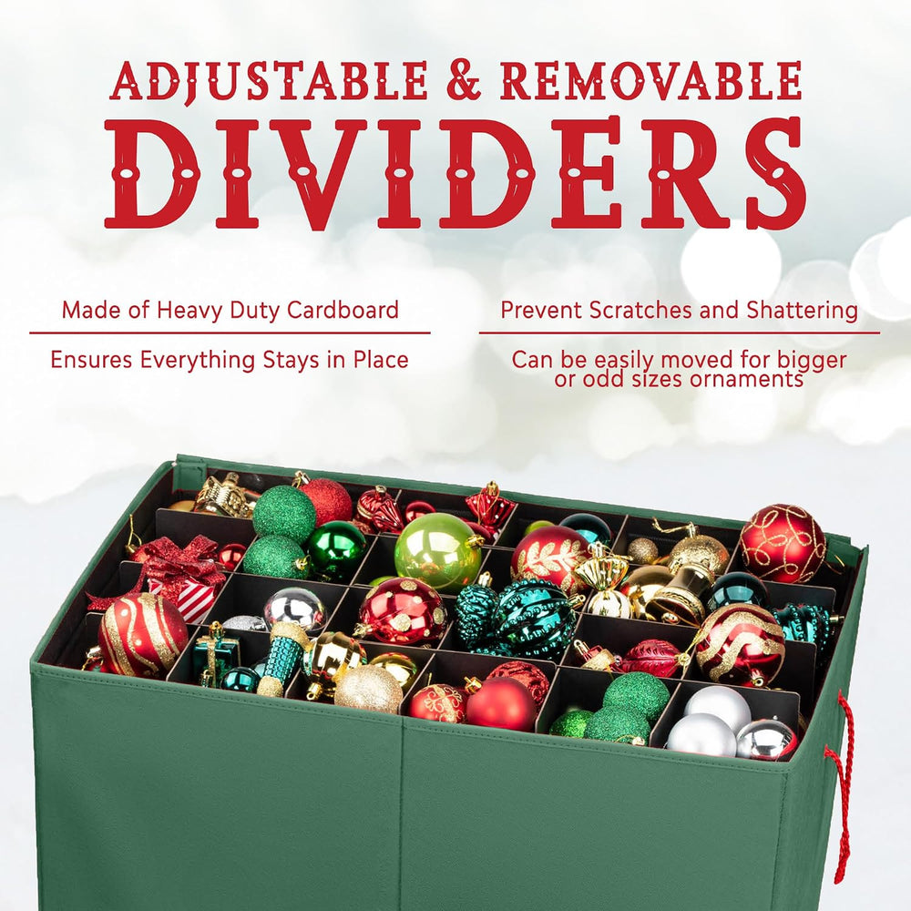HOLDN’ STORAGE Christmas Ornament Storage Box with Dividers, Stores Ornaments...