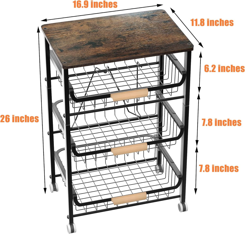 NiuYichee 4-Layer Fruit Basket Kitchen Food Organizer and Rack, Stackable Sto...