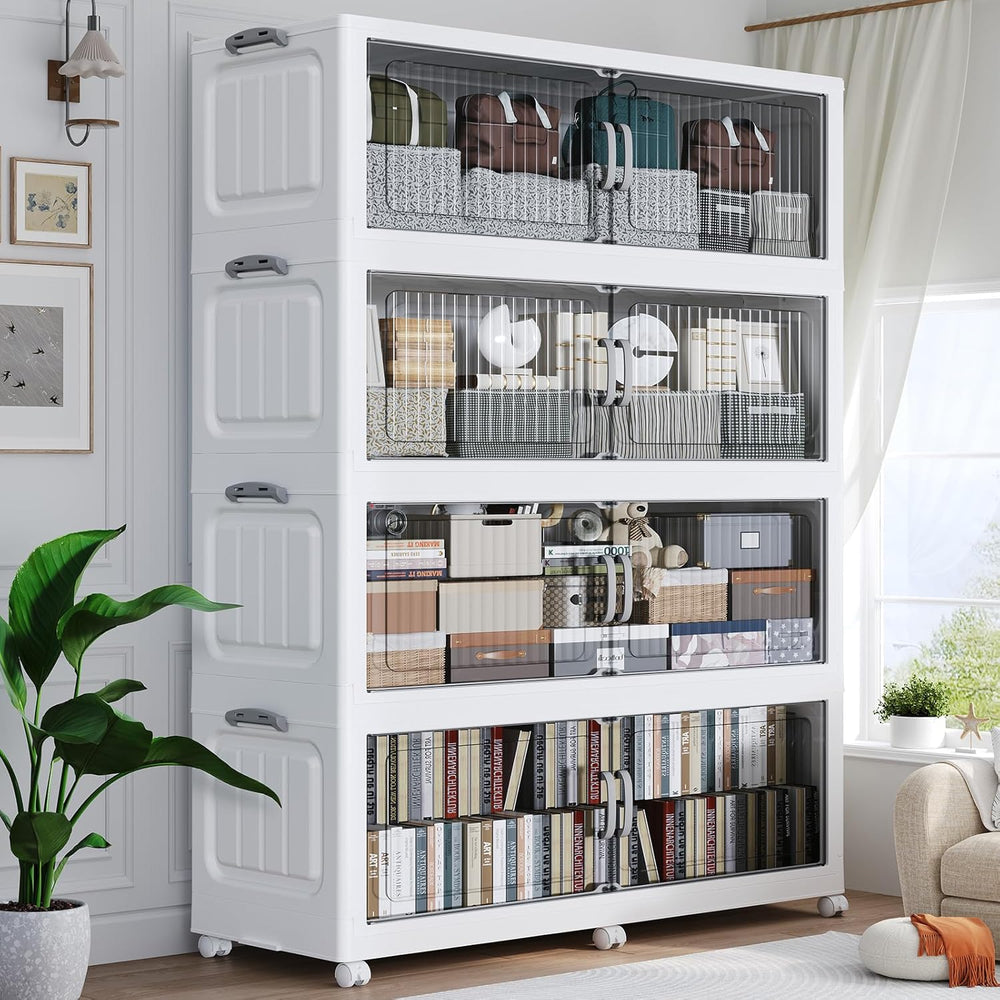 200Gal Extra Large Foldable Storage Organizer with Lid, 800QT Stackable Plast...