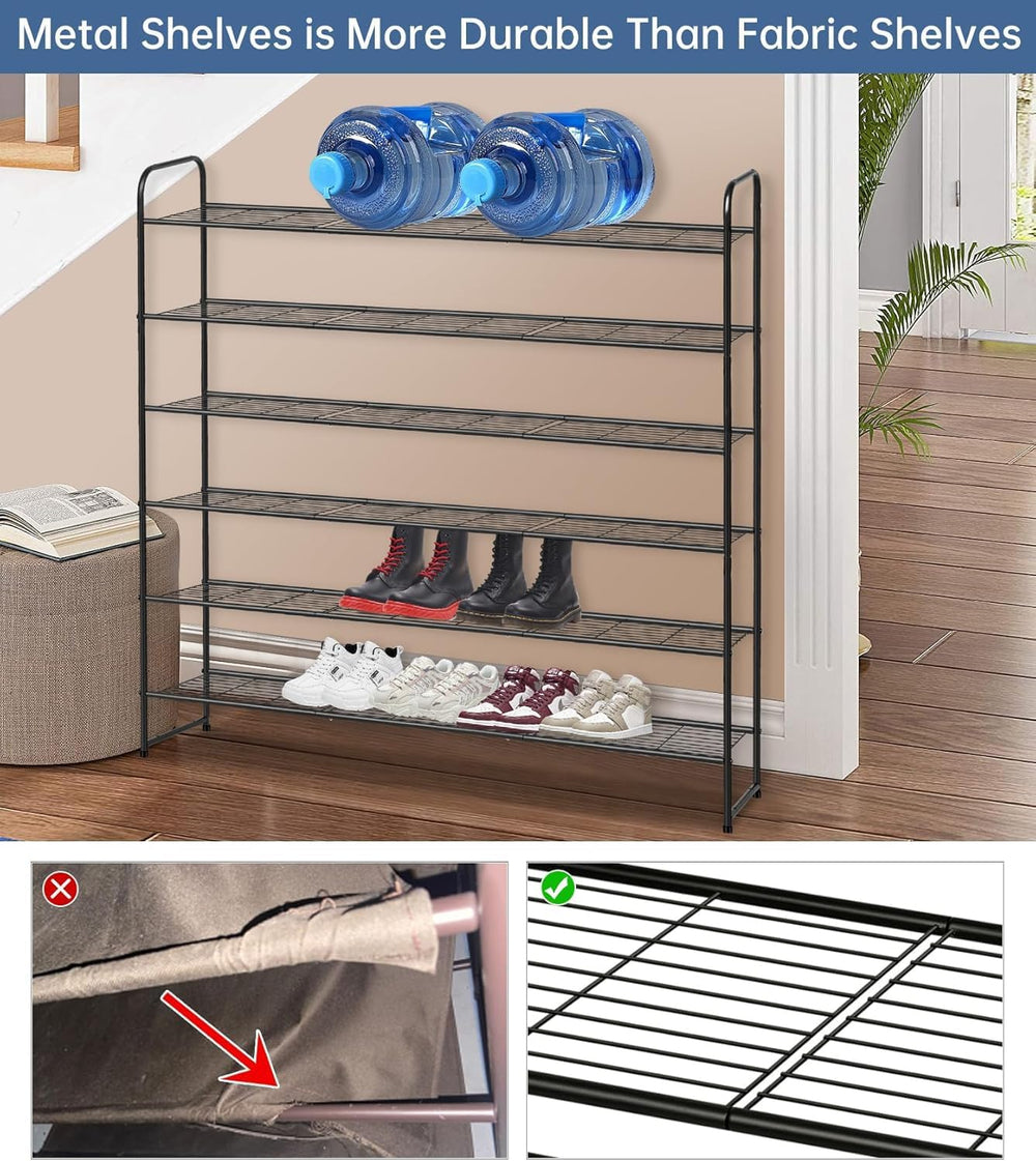 KEETDY Large Shoe Rack 6 Tier Organizer Tall Metal Shoe Organizer for Entrywa...