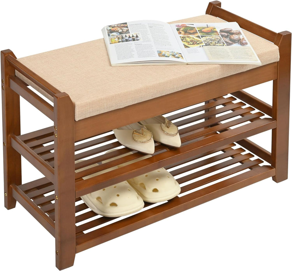 PETKABOO Shoe Rack Bench with Cushion, Shoe Rack for Front Door Entrance, Sho...
