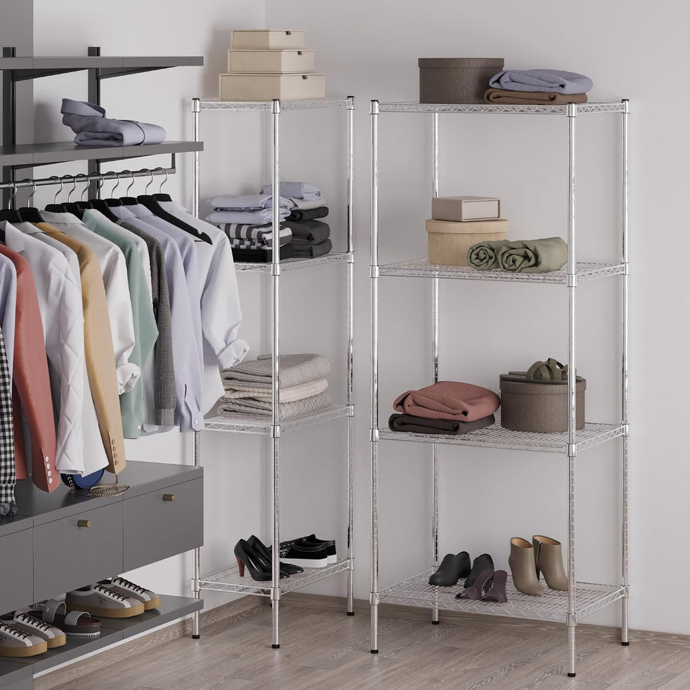 21" Deep x 30" Wide x 74" High 4 Tier Chrome Wire Shelving Kit...
