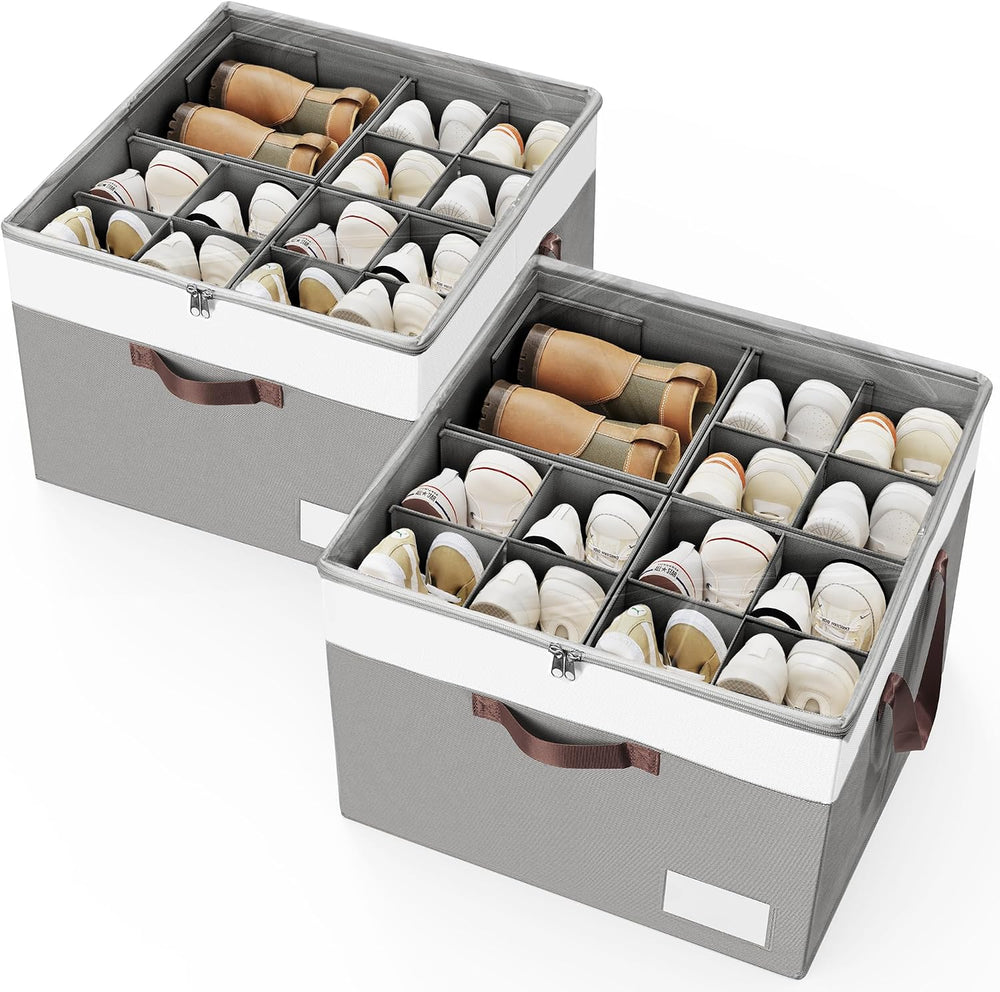 Criusia Shoe Organizer for Closet, 2 Pack Foldable Shoe Storage Organizer Box...