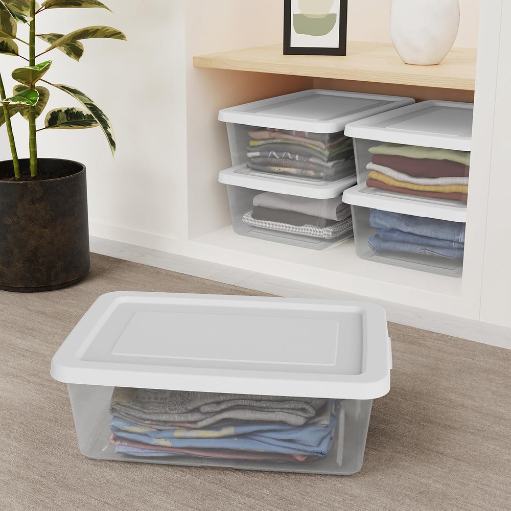 Sterilite Storage Box Stackable Tote, White, 12 Quart, 12 Pack