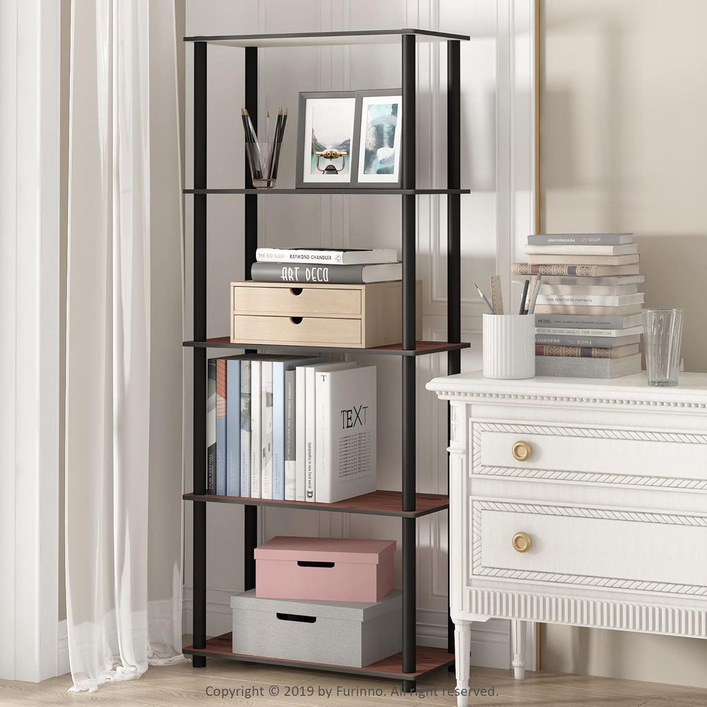 Furinno TURN-N-TUBE Storage Shelves, 5-Tier Book Shelf, Corner Shelf, Toolles...