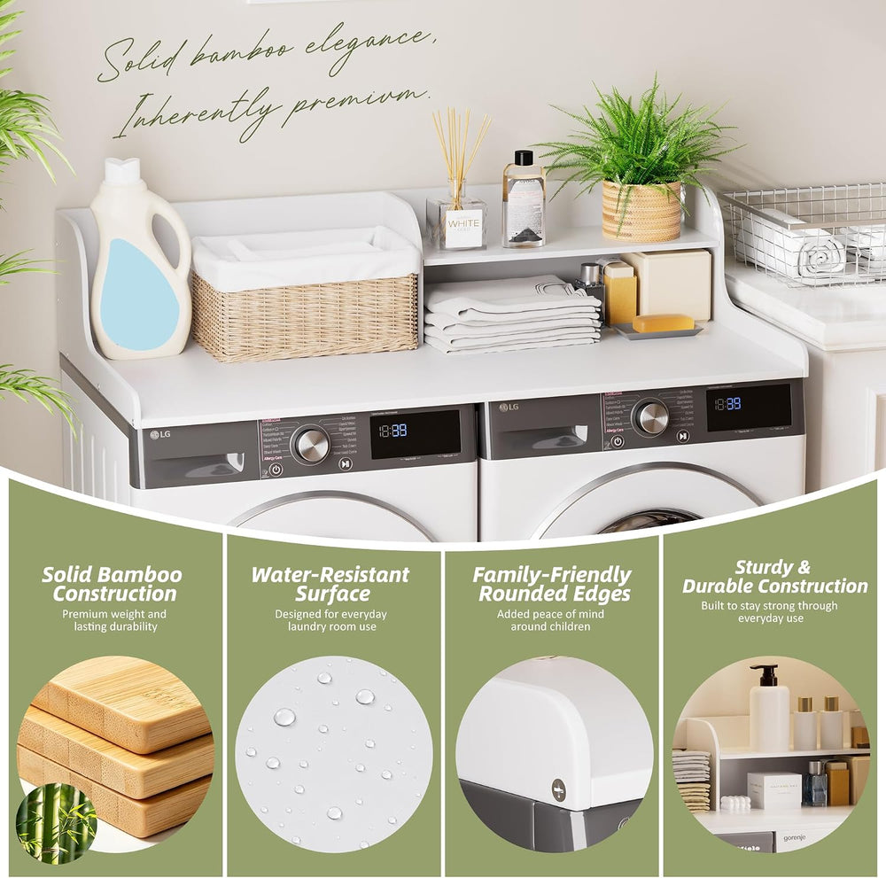 Washer Dryer Countertop with Shelf,2 Tier,White