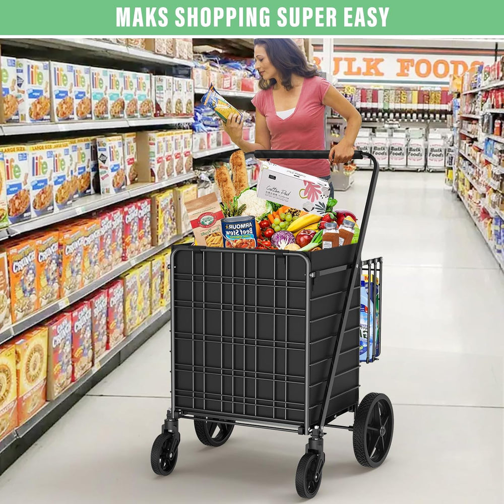 455lbs Shopping Cart for Groceries, Large Heavy Duty Grocery Cart on Wheels