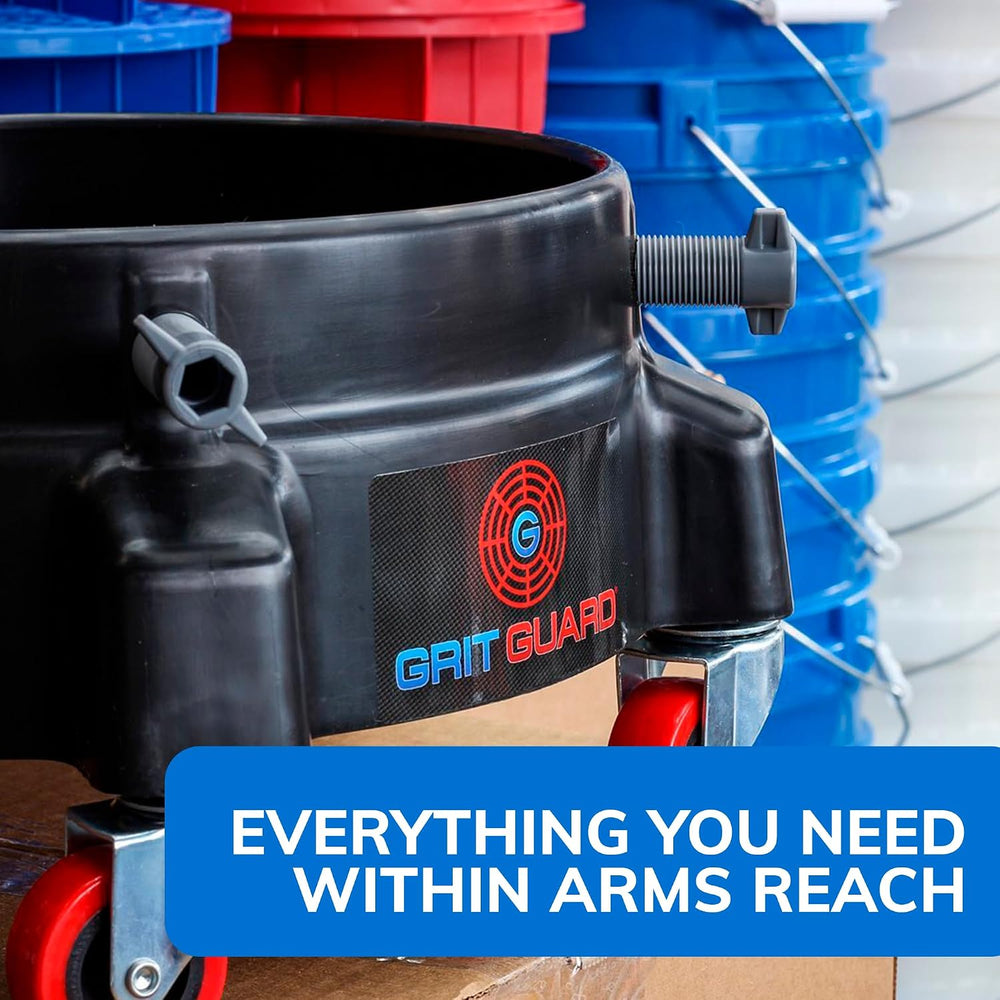 Grit Guard Bucket Dolly with Wheels - Rolling Detailing Wash Bucket with 5 Wh...