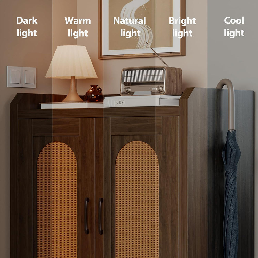 Mericonia 6-Tier Shoe Cabinet Storage for Entryway, Rattan Shoes Organizer Ca...
