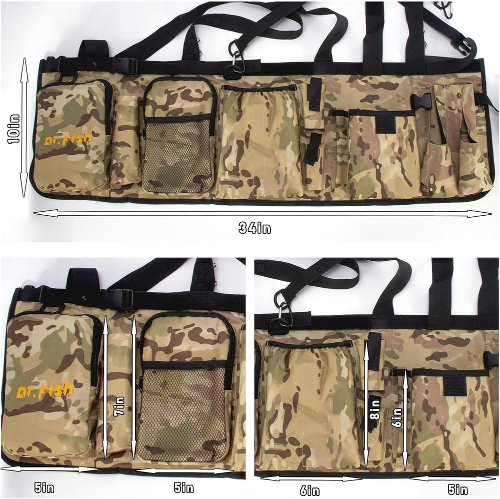 Dr.Fish 5gal Bucket Organizer, Ice Fishing Tackle Bag 6 Pocket Rod Holders
