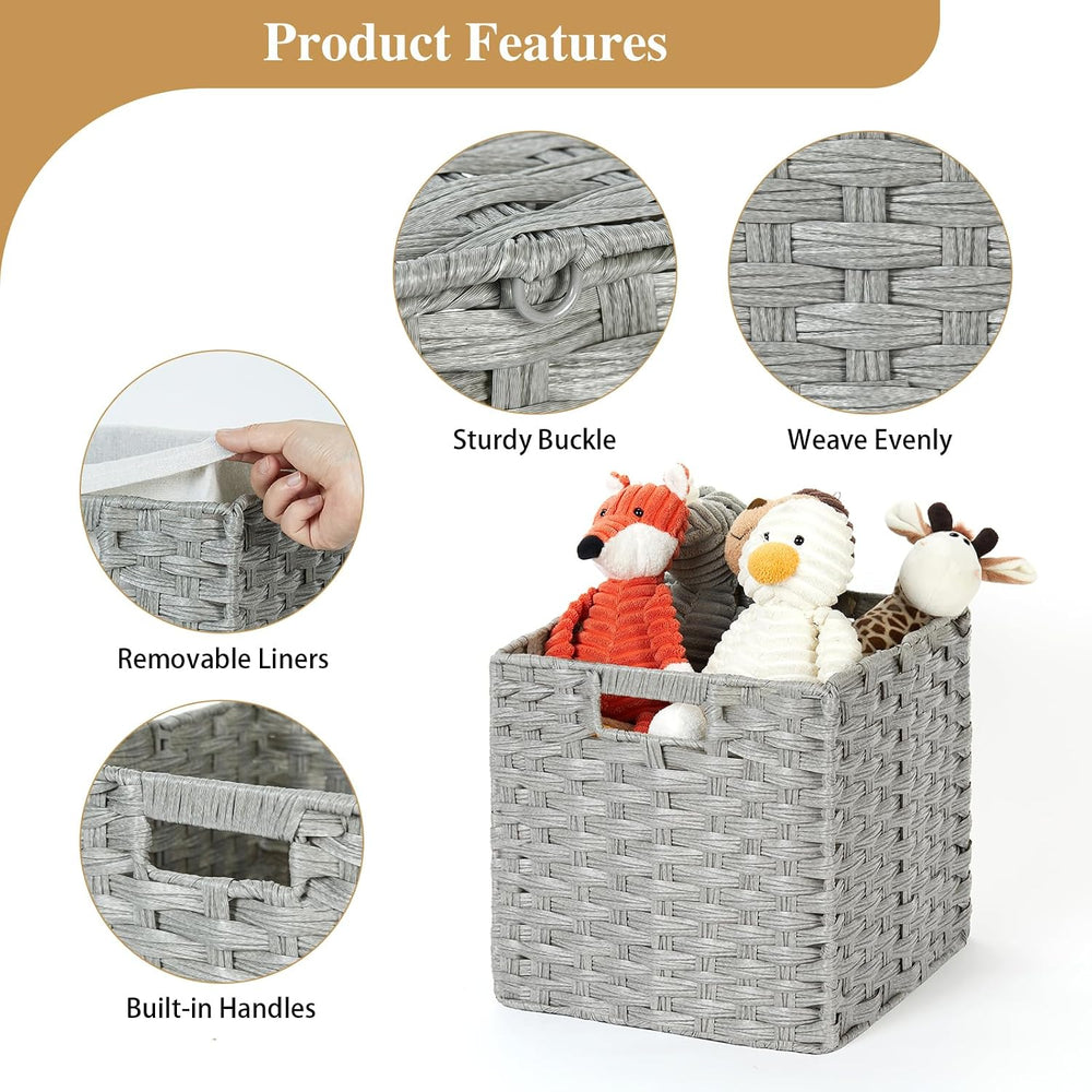 DULLEMELO Wicker Storage Cubes for Organizing 11x11x11 Inch Woven Storage Bas...