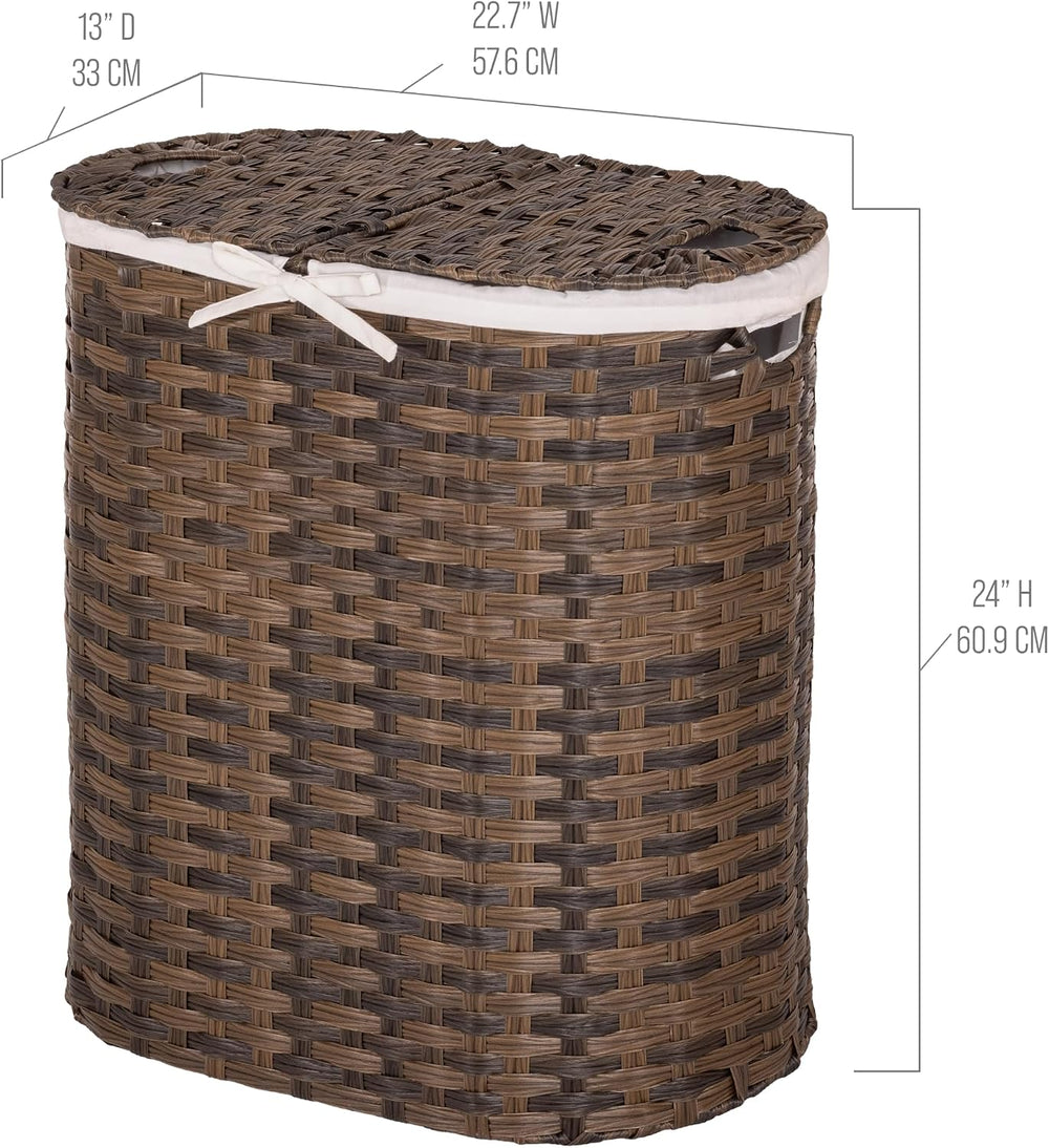 Seville Classics Premium Handwoven Portable Laundry Bin Basket with Carrying ...