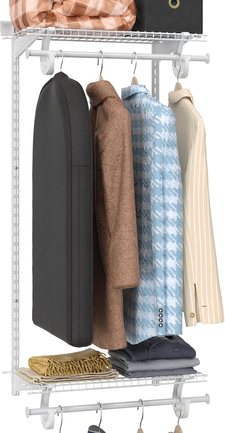 ClosetMaid ShelfTrack Closet Organizer System, Adjustable Double Hang Rod Kit...