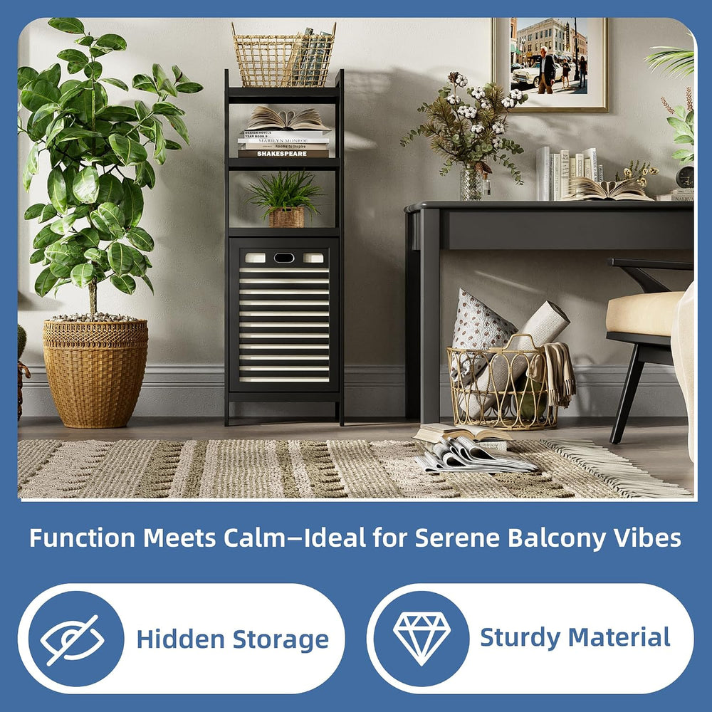 HITNET Tilt Out Laundry Hamper, Bamboo Bathroom Cabinet with Pull Out Removab...