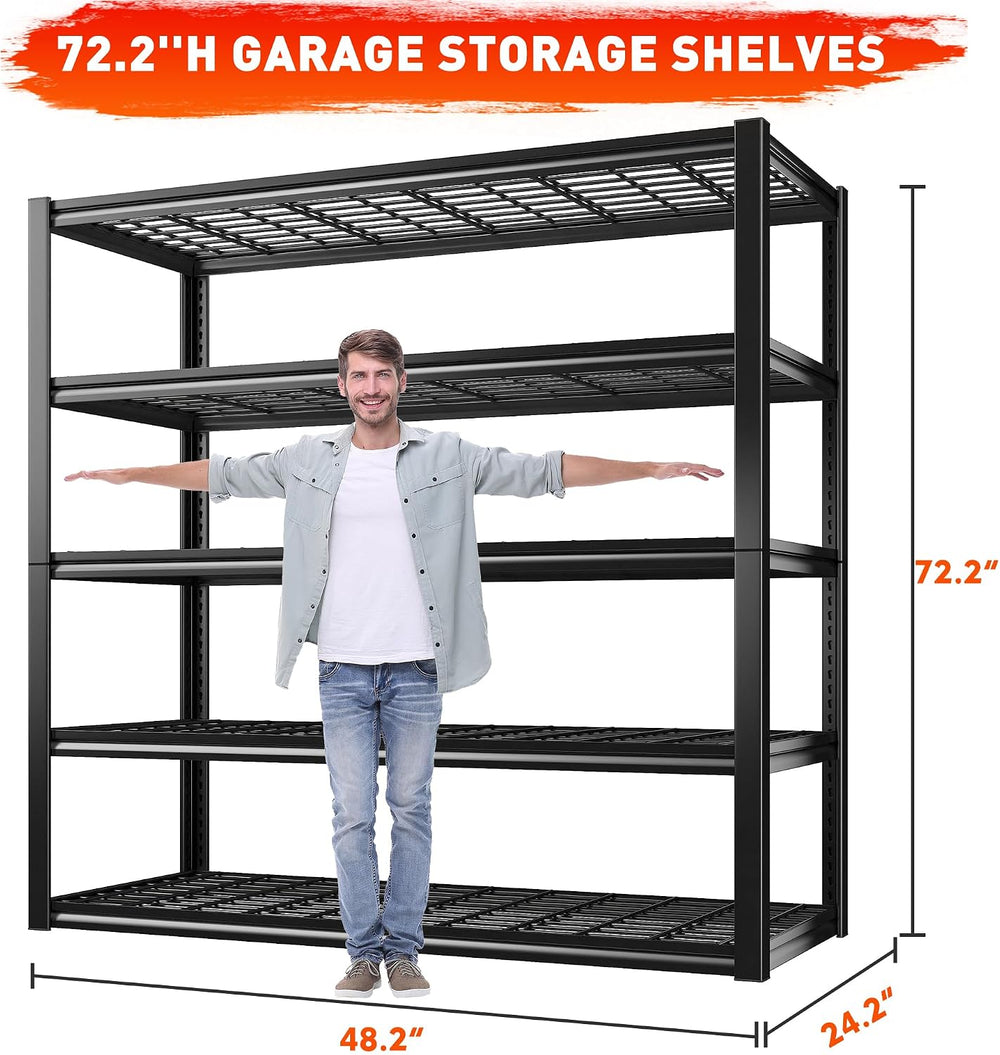 REIBII 48.2''W Garage Shelving Heavy Duty, Adjustable Shelves for Bas...