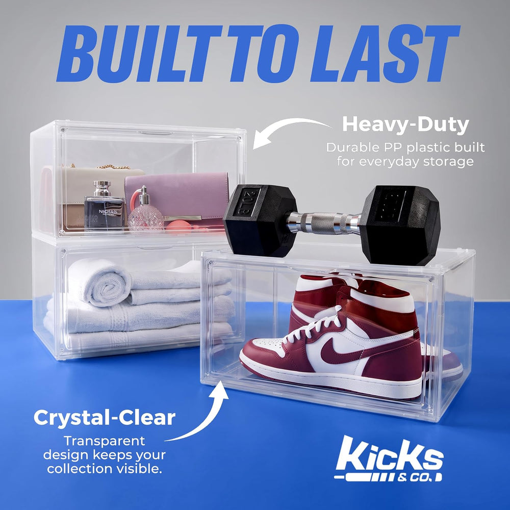 Kicks&Co 6 Pack XL Clear Shoe Storage Boxes with Magnetic Door | Stackabl...